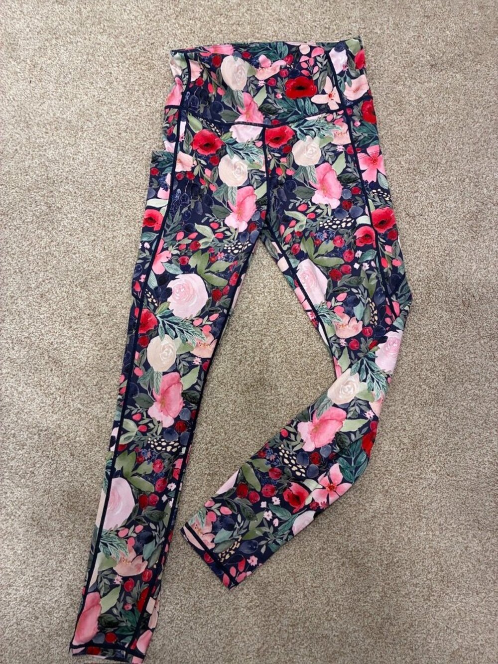 Maven Thread Floral Print High Waisted Leggings with Pockets XL